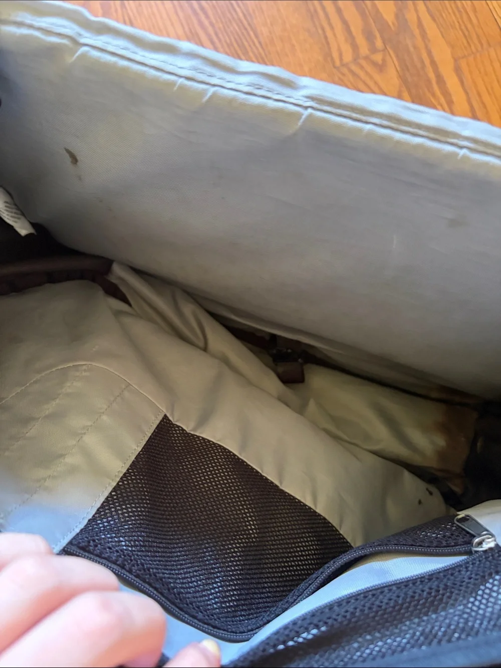 Patagonia Black Messenger Bag with Light Gray Reflective Trim